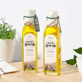 [Healingsun] Korean Cold-Pressed Perilla Seed Oil 180ml-Salad Dressing, Empty Tablespoon, Refrigerated, Vegetarian Omega-3 Made in Korea